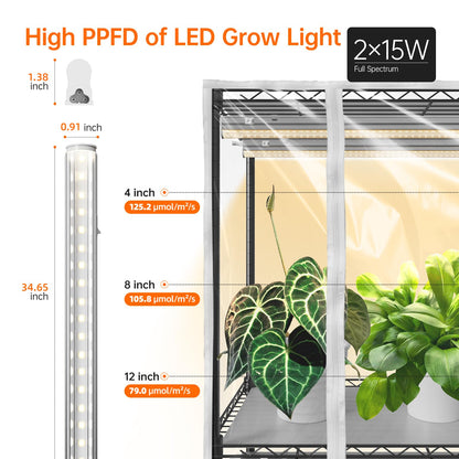 Bstrip Indoor Greenhouse with Grow Light, Indoor Greenhouse Cabinet with 6 Pack 90W Grow Lights with Timer, Mini Green House for Indoor Plant, Seed Starter, Seeding, 35.4"x13.8"x70.8"