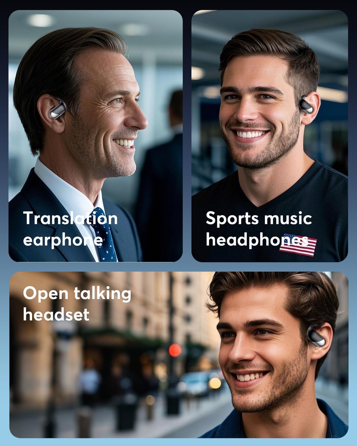 Paekole H7 AI Translation Earbuds: Real-Time 2-Way Language Translator Device, No Subscription Over Ear Translating Headphone(198+ Languages) for Face-to-Face & Travel, Audifonos Traductores - Black