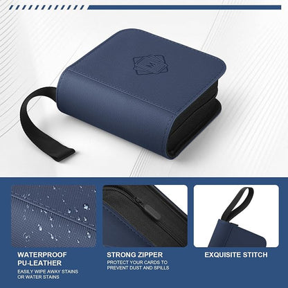 1 Pocket Toploader Binder Holds 40 Cards with 20 Sleeves Collectible Trading Card Album, for 3x4 Toploaders Hard Cases for TCG, MTG, Sports, Baseball, Football, Small Sports Card Book (1Dark Blue)