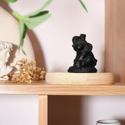 ZHIYUXI 2.2" Crystal Elephant Figurine, Black Crystal Elephant Statue Decor for Home Office Shelf, Housewarming Good Luck Gifts for Women Men, Small Sculpture for Desk & Living Room Decoration