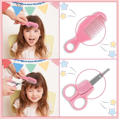 Baby Grooming Kit, Infant Safety Care Set with Hair Brush Comb Nail Clipper Nasal Aspirator,Baby Essentials Kit for Newborn Girls Boys (Pink 20 in 1)