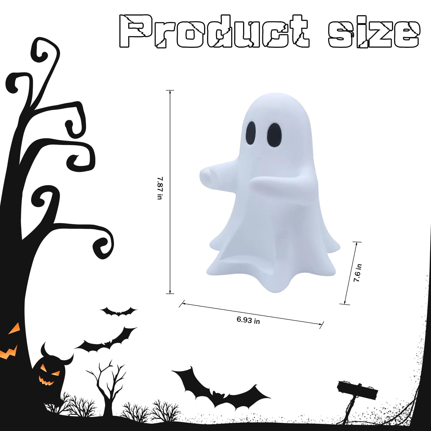 Bokynu Ghost Figurine Holding Coke Table Decor, Replaceable Can Holder Halloween Cute Desktop Ghost Statue Decoration, Fun and Practical