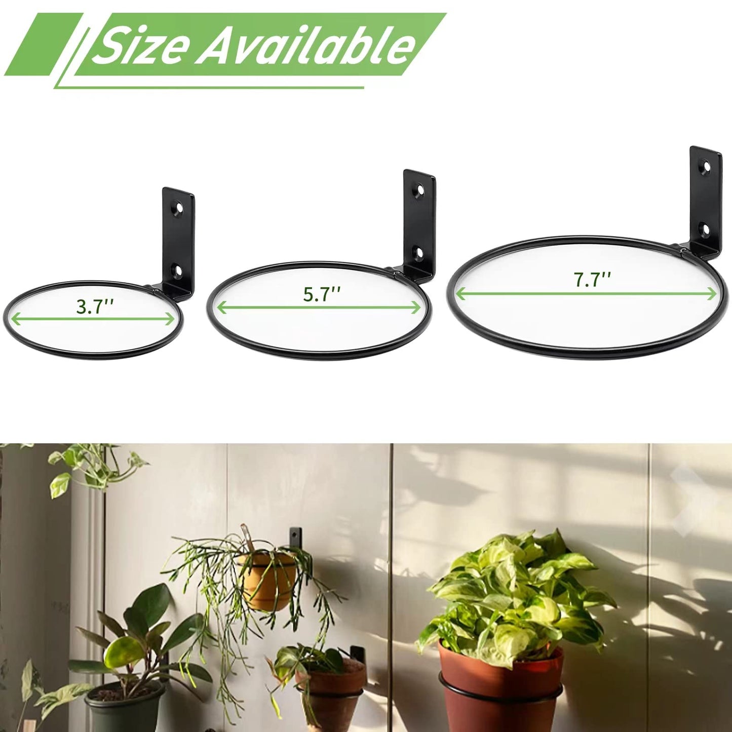 Greemov 6 Pack 6 Inch Wall Flower Pot Holder Ring Plant Hanger, Metal Planter Hooks Wall Mounted Bracket Heavy Duty for Outdoor Indoor