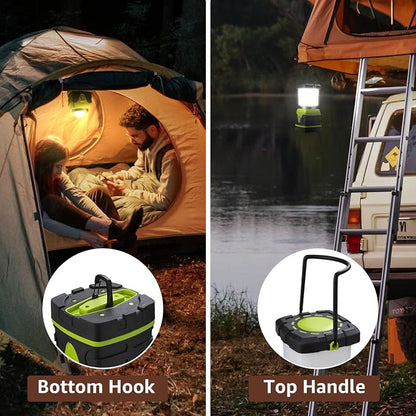 Lepro 1500LM Battery Powered LED Camping Lantern, Green Tent Light with 4 Light Modes, Camping Essentials, Waterproof Lantern Flashlight for Camping, Emergency Light, Power Outages, Not Rechargeable