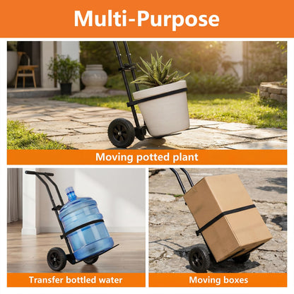 Heavy Duty Plant Caddy with Wheels, 175Lbs Adjustable Plant Dolly Cart with Grab Arm/Suction Cups/Strap, Dual Protection Potted Plant Mover Cart for Indoor Outdoor Garden Courtyard Office, Black