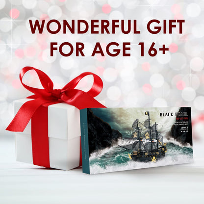 Piececool 3D Metal Puzzles for Adults, Black Pearl Pirate Ship Model Kits with DIY Tools, Watercraft Metal Model Building Kit for Birthday Christmas Gifts