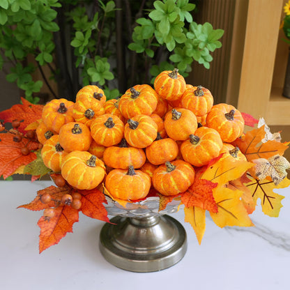 Winlyn 48 Pcs Mini Artificial Orange Pumpkins Fall Rustic Harvest Faux Foam Pumpkins 1.8" 2.1" for Thanksgiving Table Centerpiece Halloween Party Autumn Home Wedding Baby Shower Wreath Bowl Fillers