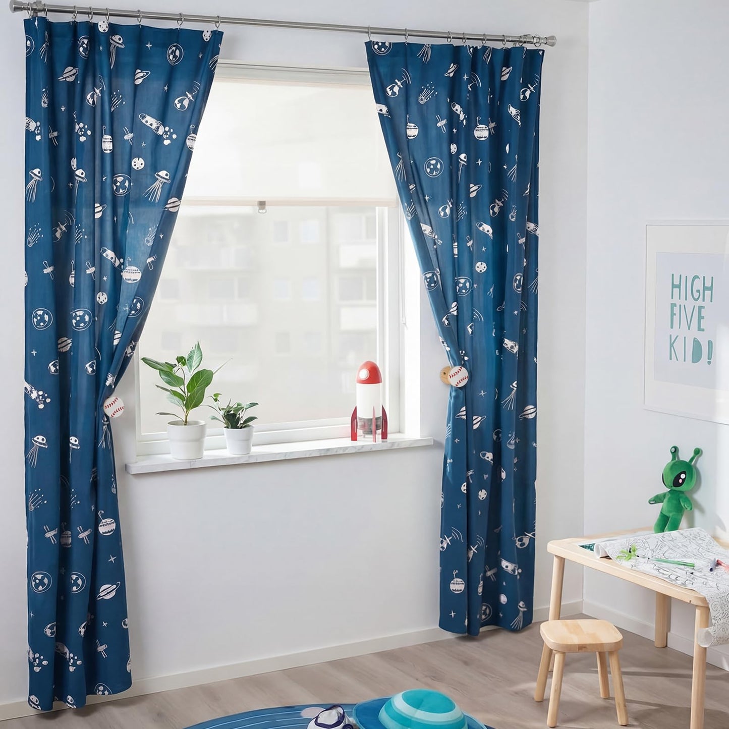 Geelin 2 Pack Baseball Curtain Holdbacks Wooden Curtain Tiebacks Wall Mounted with Screws Decorative Drapes Holders Stylish Black Drapes Tieback Hooks for Home Office