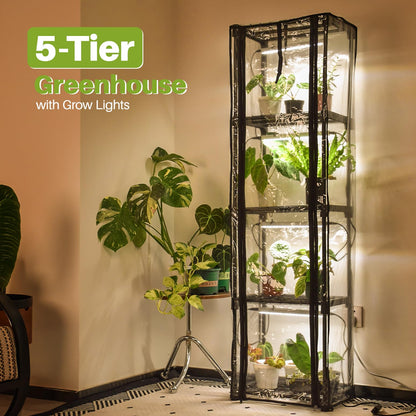 Inzlume Indoor Greenhouse with Grow Light, Mini Greenhouse with 4 Pack 36W Grow Lights for Indoor Plant, Seed Start, Seedling, Seed Trays, 11.8" W x 15.7" L x 59" H