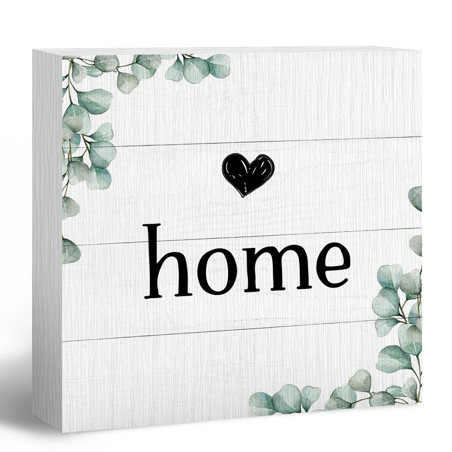 ANIANG Home Sign, Home Signs for House Decor, Welcome Sign, Rustic Farmhouse Desk Decor Wood Block Box Plaque for Living Room Wall Shelf, Housewarming Gifts (Green)