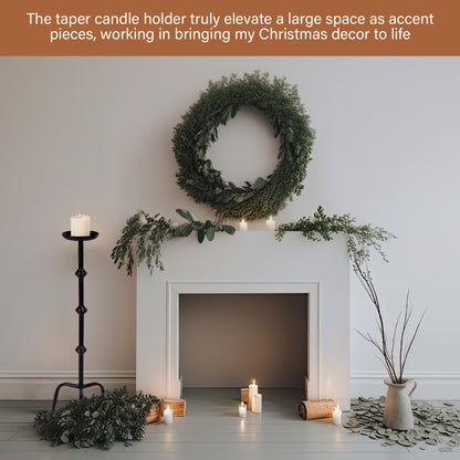 Mumufy 1 Pcs 32 Inch Metal Candlestick Floor Pillar Candleholder Elegant Tall Candleholder Metal Candelabra Candlesticks Holder for Formal Events Wedding Church Holiday Decor (Black)