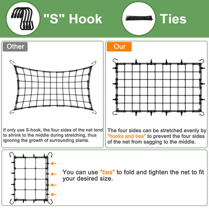BSTPCOO 2x4 Trellis Net for Grow Tent, Stretchy Scrog Net Heavy Duty Trellis Netting with Hooks for Climbing Plants Outdoor Indoor Plant Growing Tents, Cucumber Trellis Netting Support for Garden