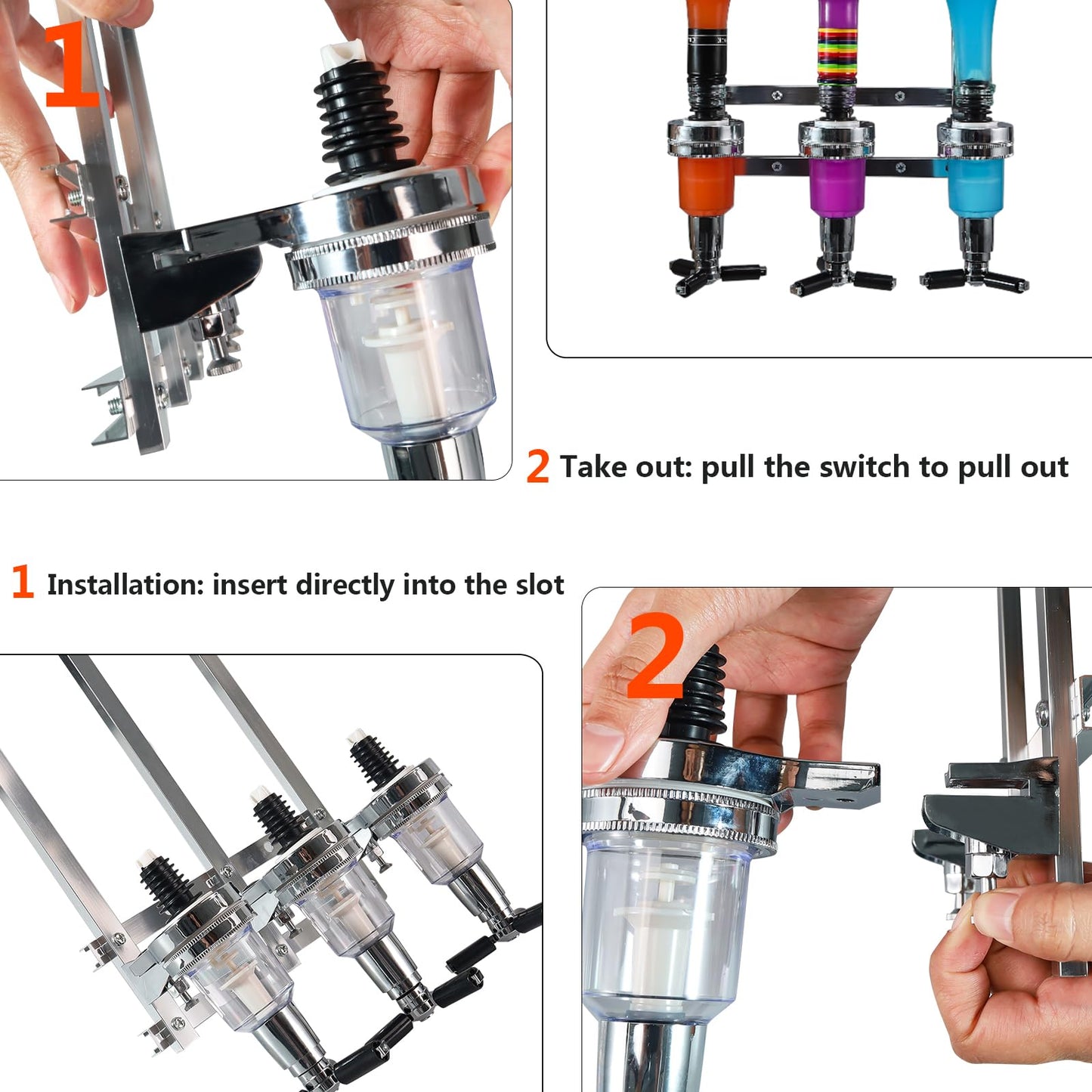 3 Bottle Wall Mounted Liquor Dispenser Bar Butler Bracket Solo Optic Spirit Wine Beer Alcohol Bottle Beverage Stand Revolving Nozzle Drinkware Set