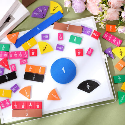 Sayglossy 6 Sets Fraction Tiles Circles Set for Math Fractions Manipulatives Math Manipulatives for Home Supplies