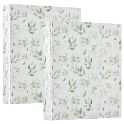 Eucalyptus Leaves Round Ring Binders 1.5 Plant Leaves Green White 3 Ring Clipboard Binder for Office School Work Supplies File Folder 200 Sheet Capacity Easy Open