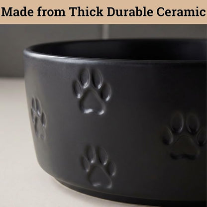 Ceramic Dog Bowl Set of 2 with Anti-Skid Base - 7.5" Wide x 3" Tall Ceramic Dog Bowls for Large Dogs - 6 Cup Capacity Food and Water Bowls for Dogs - Rubber Bottom Pet Bowl Set of 2 for Large Pets