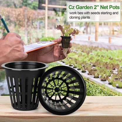 100PCS 2 inch Net Cups Pots, with 20 Plant Labels for Hydroponics Aquaponics Planter Indoor Outdoor Growing Baskets Slotted Mesh