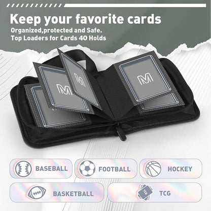 1 Pocket Toploader Binder Holds 40 Cards with 20 Sleeves Collectible Trading Card Album, for 3x4 Toploaders Hard Cases for TCG, MTG, Sports, Baseball, Football, Small Sports Card Book (1Dark Grey)