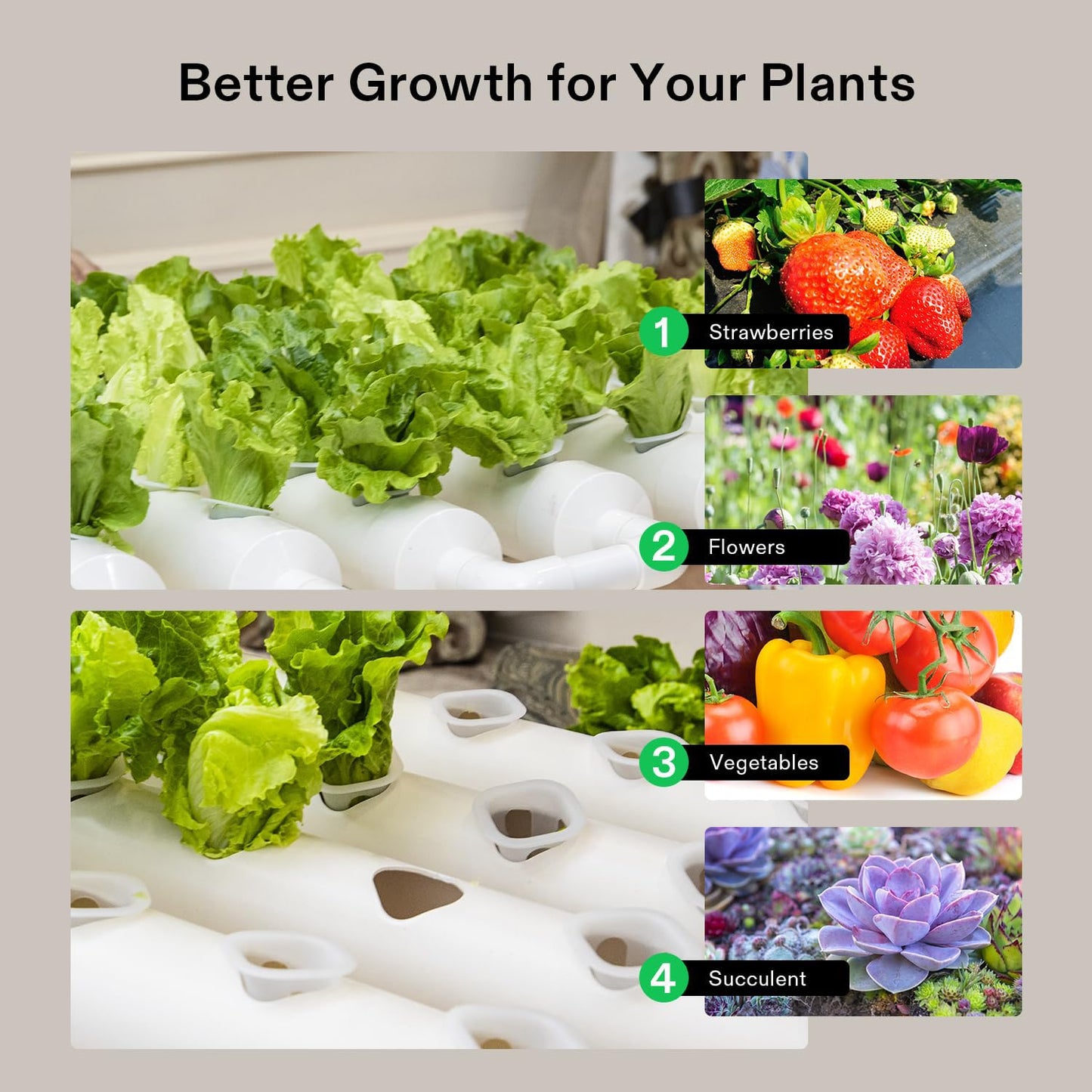 VIVOSUN Hydroponics Growing System 90 Plant Sites, 3 Layers 10 Food-Grade PVC-U Pipes Hydroponic Gardening System Grow Kit with Water Pump, Pump Timer, Nest Basket and Sponge for Leafy Vegetables