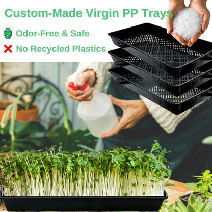 ILITING 1020 Mesh Tray Soil Blocking Tray 1020 Trays Seedling Starter Trays 10 Pack Black 10x21 Inches for Microgreens Hydroponic
