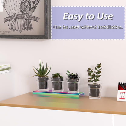 Sezanrpt Acrylic Shelf Riser 12x3.9x1 pack of 2, Iridescent Display Shelf 12” for Shoes, Glasses, Plants, Home Decors, Perfume, 12x3.9x1 Inch