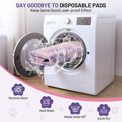 Washable Dog Pee Pads - Absorbent Reusable Puppy Training Pads, Waterproof Leak - Proof & Non - Slip for Crate Whelping Potty Training 24x18 (Pack of 2)
