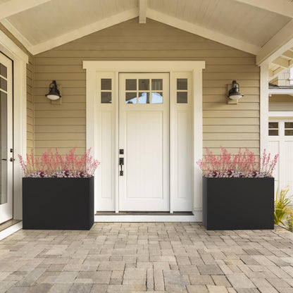 Baotree Metal Large Planter Box 30" L x 12" W x 24" H, Heavy Duty Tall Rectangle Outdoor Planter Box with Removable Insert Shelves for Porch, Garden, Patio, Yard (Black)