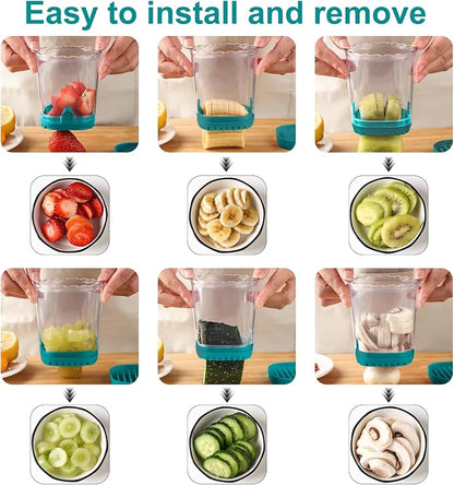 Strawberry Slicer：Fruit Slicer Cup Veggie Salad Speed Cutter for Strawberries Egg Banana Mushroom Cucumber Kiwi the Kitchen Portable Slicing Tool (Dark Teal)