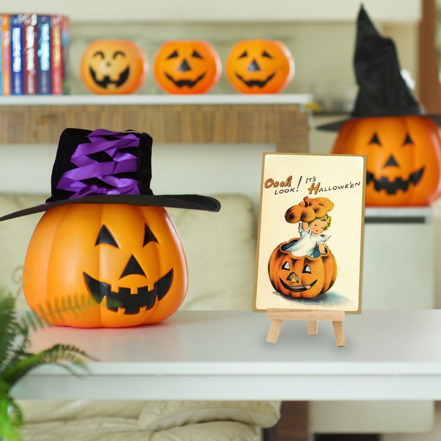 Whaline 50 Pack Halloween Greeting Cards with Sticker Envelope Vintage Evil Pumpkin Witch Blank Note Cards for Party Invitations, 4 x 6 Inch