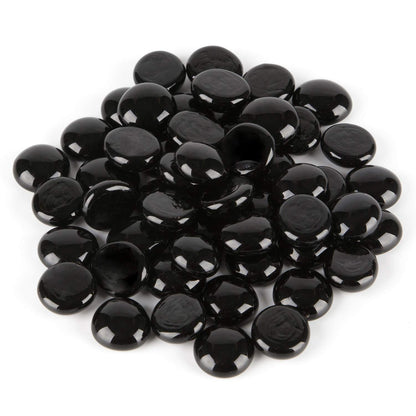 WGV Flat Marbles, Pebbles, Glass Gems for Vase Fillers, Wedding, Decoration, Crystal Rocks, Black (5 Pounds, Approx 500 pcs)