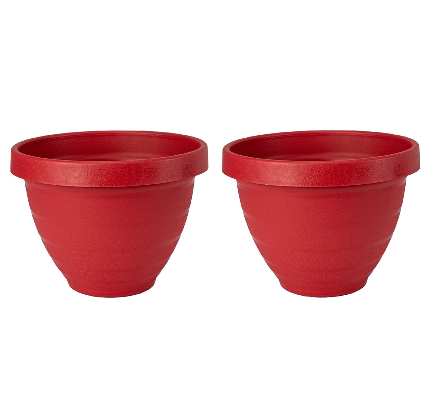 The HC Companies Rings Flower Planter - Self Watering Plant Pots for Herbs & More - Round Lightweight Outdoor & Indoor Planter (8" Warm Red, Pack of 2)