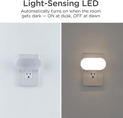 Lights by Night Mini Bright Night Light, Plug-in, Dusk-to-Dawn Sensor, Adjustable & Dimmable LED, Up to 100 Lumens – Ideal for Bedroom, Bathroom, Hallway, Kitchen, Nursery – 1 Pack (82836)