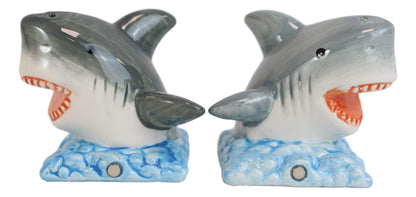 Ebros Nautical Marine Sea Predators Great White Sharks Magnetic Salt And Pepper Shakers Set Figurines Party Kitchen Tabletop Shark Jaws Collectible Decorative Accents