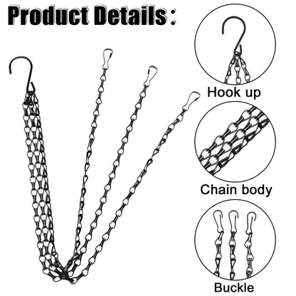 XXFBJNMD 8 Pcs Hanging Chain 21.6 Inches Black Hanging Plant Chain and Hooks 3-Point Basket Replacement Chain for Planters, Bird Feeders, Lantern, Lamp