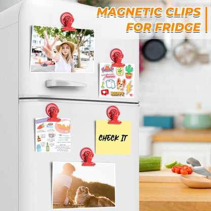 VNDUEEY 20 Pack Magnetic Paper Clip Dispenser Holder, Paperclip Dispenser for Desk, School, Office, Fridge Magnets Refrigerator Magnets, Magnet Clips for Whiteboard Locker (Red)