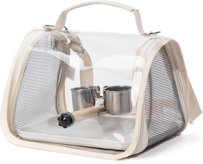 Breathable Bird Backpack, Transparent Travel Carrier, with Perch Stand, 35cm Ventilated Pet Bag with Clear Window Design, Bird Transport with Portable Style, Pet Carrier for Outdoor Travel Camping