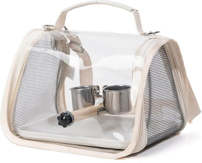 Breathable Bird Backpack, Transparent Travel Carrier, with Perch Stand, 35cm Ventilated Pet Bag with Clear Window Design, Bird Transport with Portable Style, Pet Carrier for Outdoor Travel Camping