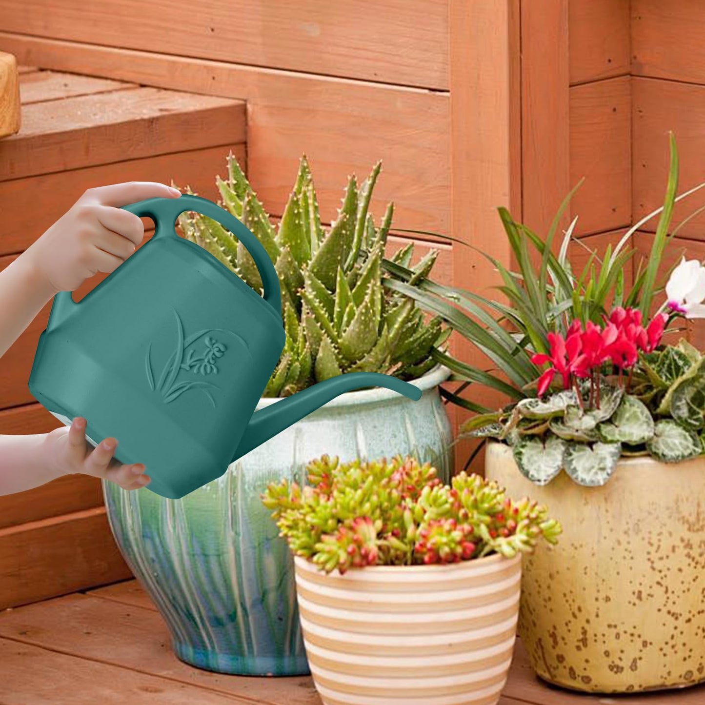 VKPLITE Plastic Watering Can - for Indoor and Outdoor Home Garden Plants - with Long Spout - Green - 1/2 Gallon