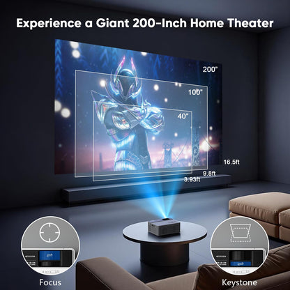 TMY 1080P Full HD Portable Mini Projector, Bluetooth Movie Projector, Compatible with TV Stick/Smartphone/PC/Game Console/HDMI/USB, Indoor & Outdoor Use, with Projector Screen