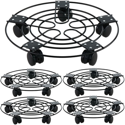 5 Packs 13.5" Large Metal Plant Caddy with Wheels Iron Rolling Plant Stands Heavy-duty Plant Roller Base Pot Movers Indoor Outdoor Plant Dolly with 5 Casters Plant Trolley Coaster Holder