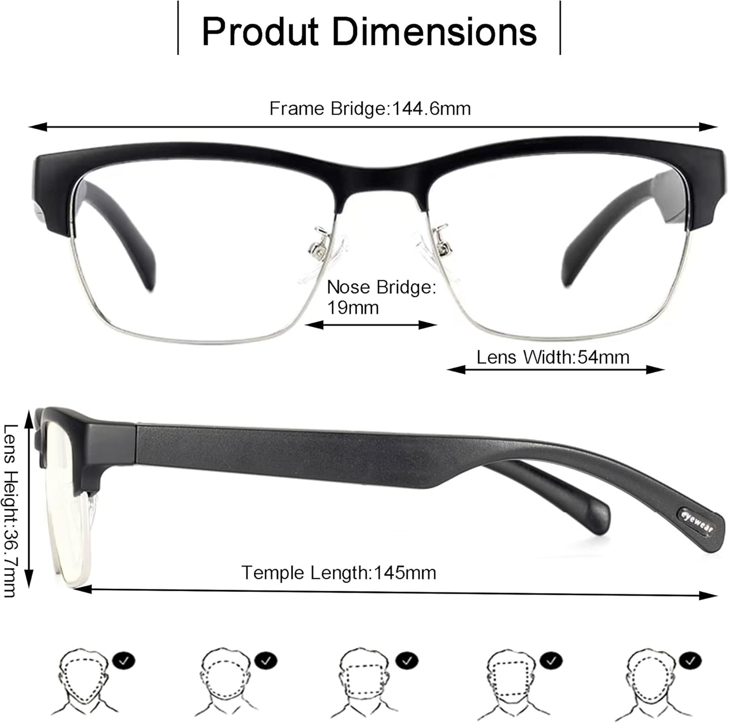 Smart Glasses Bluetooth-Audio Glasses for Men Women with Alexa, Built-in Mic, Blue Light Filter&Polarized Lenses for All Smart Devices Voice Assistant