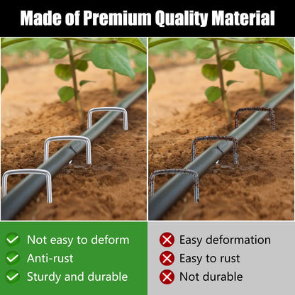 FEED GARDEN 6 Inch 500 Pack Galvanized Landscape Staples Plant Cover Pins 11 Gauge Tent Stakes Garden Stakes Landscaping Fabric SOD Pins Yard Spikes for Decoration Weed Barrier Fabric