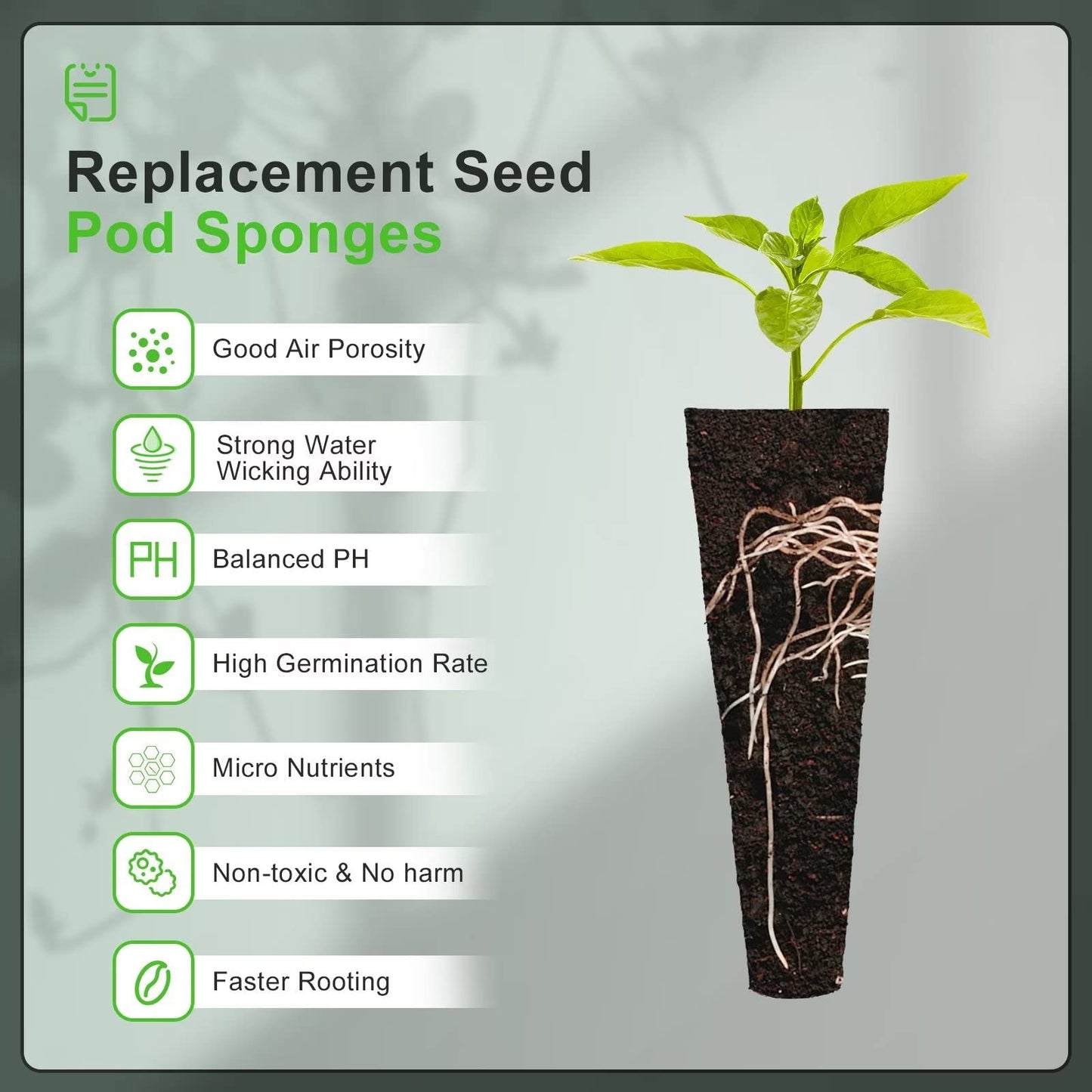 YBB 100PCS Grow Sponges, Hydroponic Seed Starter Pods Sponges Compatible with Aerogarden, Rapid Rooter Starter Plugs for Hydroponic Indoor Garden System
