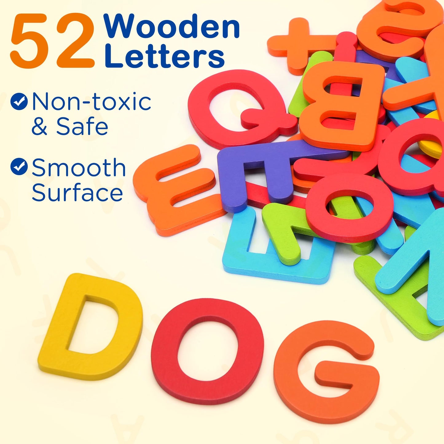 BenBen Alphabet Flash Cards, 52 Upper and Lowercase Wooden Letters, 26 Flashcards, Montessori ABC Learning Toys for Kids Ages 3-5, Preschool Learning Activities, Matching Game Puzzles