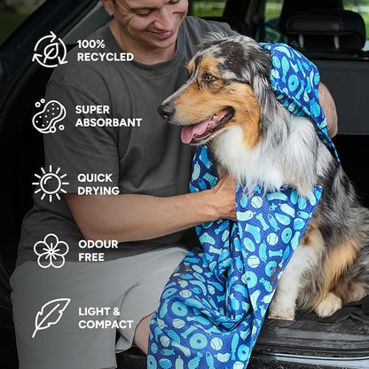 Dock & Bay Pet Towel - Super Absorbent & Quick Drying Dog Towels with Bag - 100% Recycled - A Dogs Dinner, Large (120x70cm, 47x27)