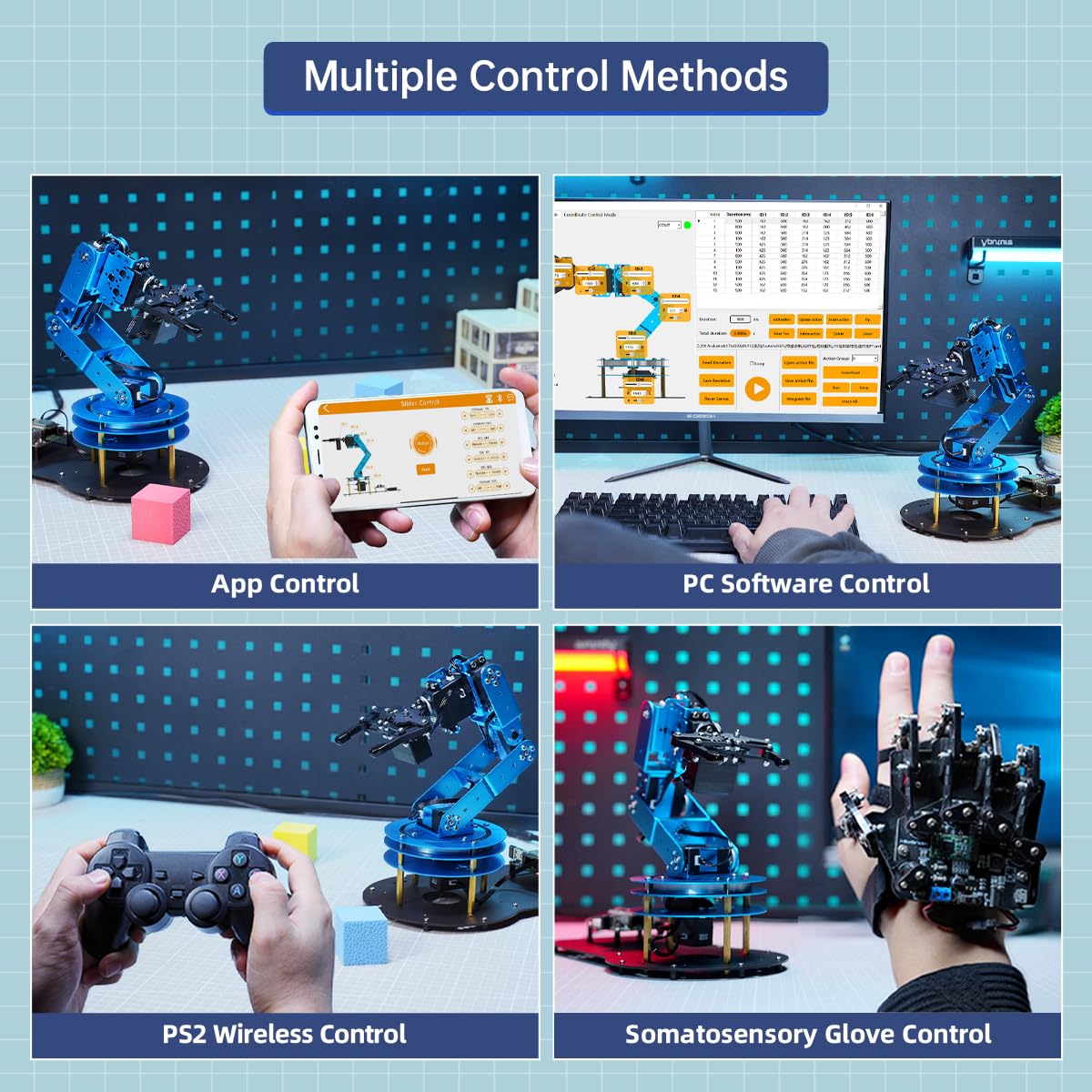 Robotic Arm for Arduino AI Vision Voice Interaction 6DOF Serial Bus Servo Smart Robot Arm, STEM Project Educational Robot & Engineering Kits, Science/Coding/Programming Set, LeArm AI Intermediate Kit