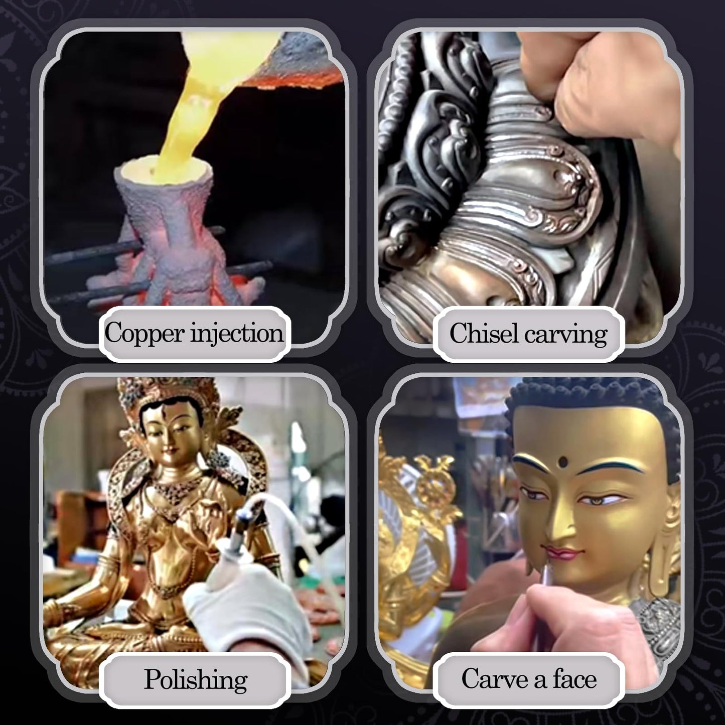 AksharaPadma Tempa Buddha Statue Indoor for Zen Decor,Handcrafted Gold-Plated Buddha Statue for Home Decor – Nepalese Art, Tibetan Buddhism Style, 4.72" (Amitabha)