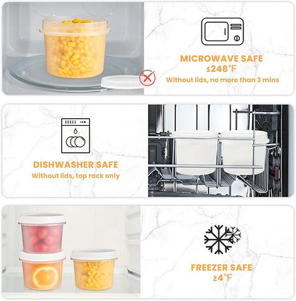 TUZAZO 6 Pack - 20 Oz Food Storage Containers with Screw Lids, Airtight Plastic Small Freezer Storage Container for Ice Cream, Overnight Oats, Snack, Soup, Portion and Meal Prep Container