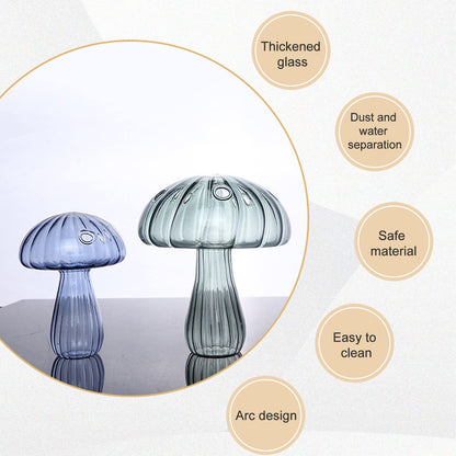 PRTECY 1Pcs Mushroom Glass Vase Creative Mushroom Flower Vase Planters Hydroponic Container Vases for Plants Home Dorm Garden Decor