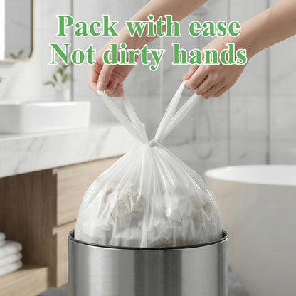 4 Gallon Small Trash Bags Biodegradable - Unscented 100-Pack White Garbage Bag with Handles Strong Thick Can Bin & Waste Basket Liner for Kitchen, Pet Area, or Home Office Heihaily